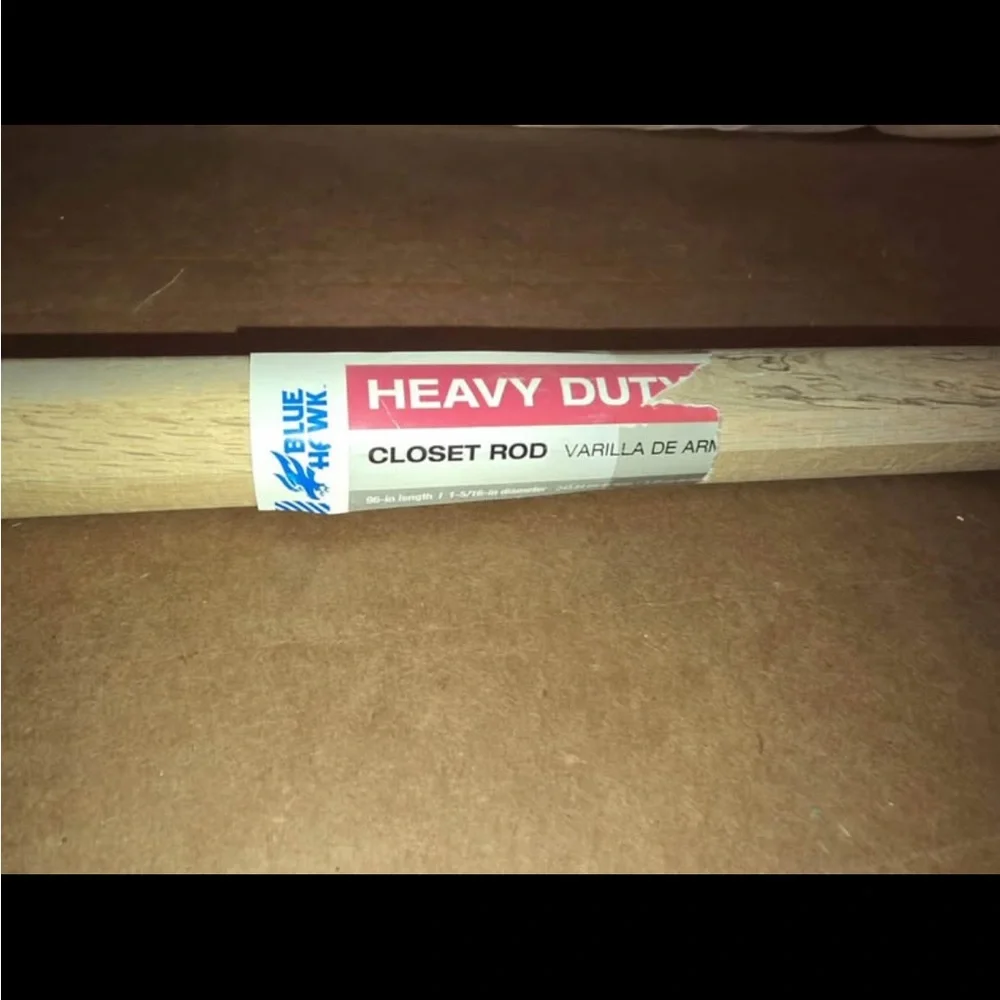 Heavy Duty Closet Rod - 38 3/4” Solid Oak Closet Rod unfinished.